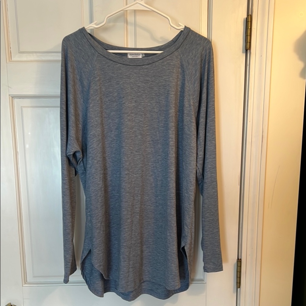 Women's Bluish Gray Long Sleeve Top